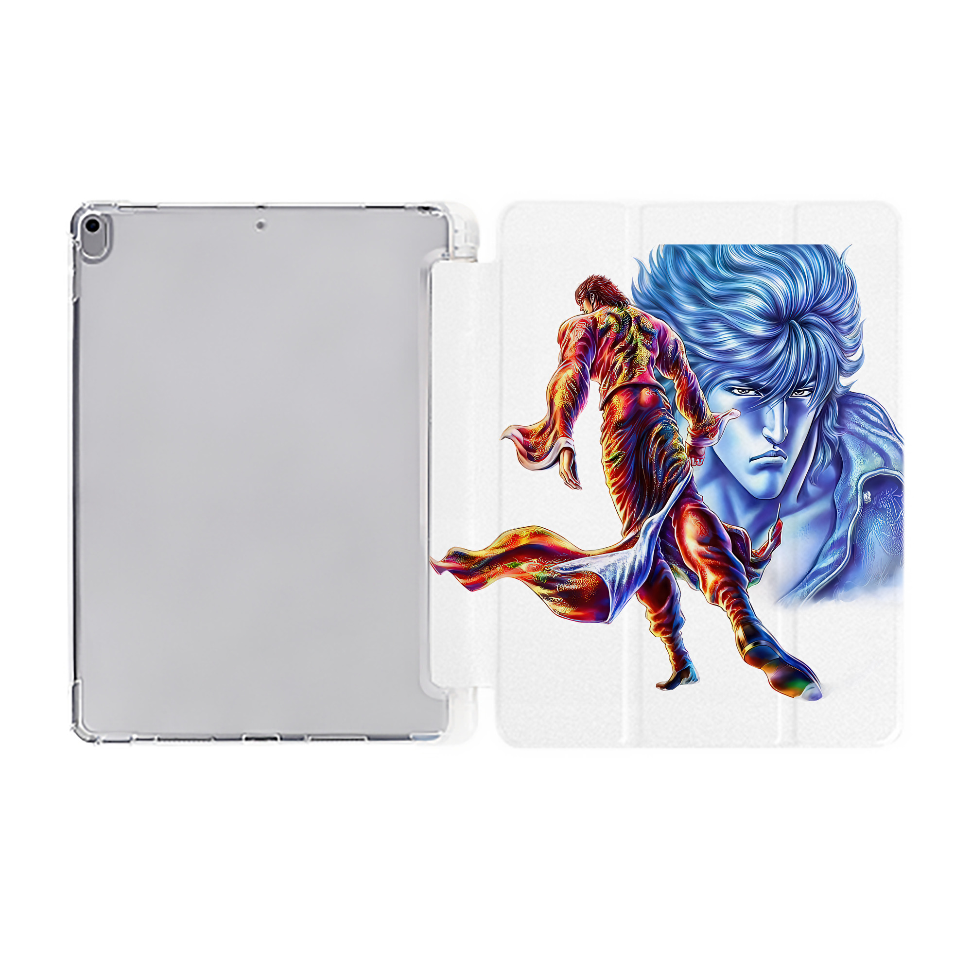 （画像用） 北斗の拳 Fist of the North Star IPad ケース ペン収納付き 三つ折りスタンド PUレザー×シリコン 対応機種9.5/10.5/10.9インチ